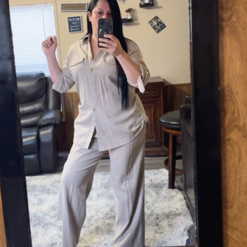 Zac & Rachel Cream Wide Leg Pantsuit